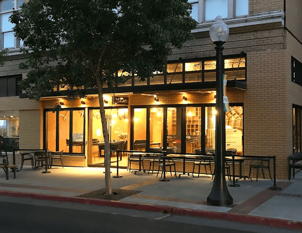 Our tasting room taken at sunset from across the street